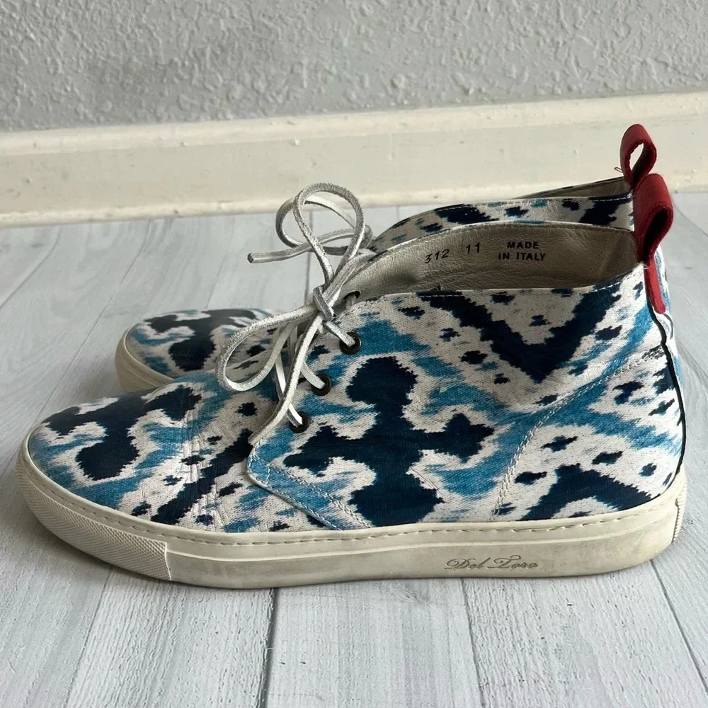 RARE Del Toro Blue Printed Leather Chukka Sneakers Size 11